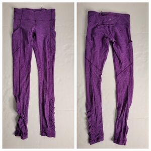 Lululemon Sz 4 Speed Tight Side Pockets Ruched Hem Heather Purple